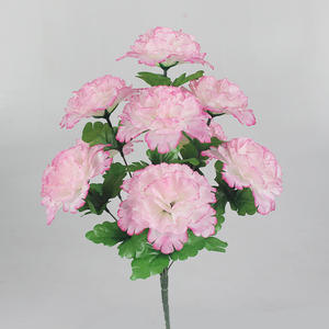 Venta al por mayor barato ramo de flores de clavel artificial 9 cabezas de seda funeraria flor decorativa - Product Image 5