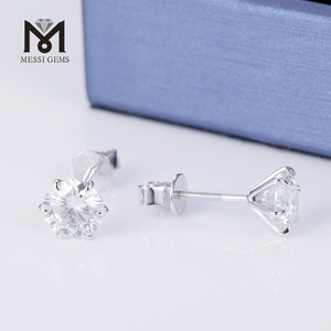 Listo para enviar MSE-519 Pendientes de diamantes de laboratorio con forma redonda en oro de 18K. - Product Image 3