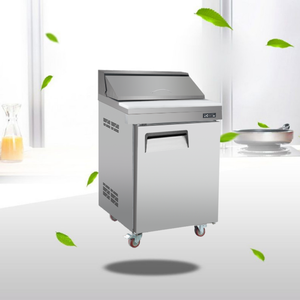 Réfrigérateur-congélateur <span class=keywords><strong>avec</strong></span> plateau en verre - <span class=keywords><strong>Table</strong></span> de préparation de salades et de sandwichs commerciale <span class=keywords><strong>avec</strong></span> refroidisseur intégré - Product Image 1