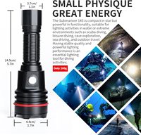 Lampe de plongée LED rechargeable USB professionnelle, corps en alliage d'aluminium, étanche IP68, batterie Ni-MH, camping en plein air