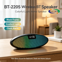 Nouvelle arrivée, haut-parleur de bureau BT2205, lumière RVB, carte TF, radio FM AUX, stéréo TWS, réveil numérique domestique, haut-parleur sans fil BT