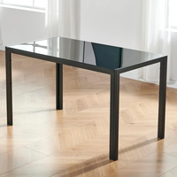 Échantillon Gratuit - Table de Salle à Manger Moderne et Abordable, Design Noir, Ensemble 4-6 Places, Pieds Métalliques, Style Verre