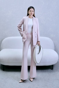 Pantalones de Estilo Flare para Toda Temporada, Lisos, Teñidos, Antiarrugas, Elegantes, de Lana Peinada, en Tonos Vibrantes, KQ23 Vietnam - Product Image 3