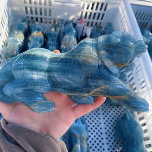 งานแกะสลักคริสตัลควอตซ์ธรรมชาติคุณภาพสูง <span class=keywords><strong>รูป</strong></span>สิงโต เสือดาว จิ้งจอก สีน้ำเงิน สำหรับตกแต่ง ขายส่ง - Product Image 1