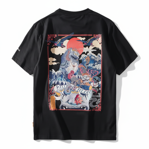 2025เสื้อยืดคอกลมทรงบ็อกซี่ฟิตสำหรับผู้ชายผ้าฝ้ายพิมพ์ลายสกรีนไซส์ใหญ่กว่าปกติสไตล์สตรีท DIY - Product Image 1