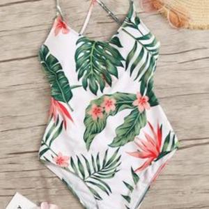 Maillot de bain bikini une pièce pour femme, imprimé uni/à pois/léopard, service OEM, grande taille XL, avec micro-soutien-gorge et string en V sur le devant, collection 2025 - Product Image 2