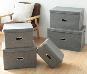 Organizador plegable de tela de lino y algodón para niños, organizador de armario para el hogar con tapas, caja de almacenamiento plegable de algodón, organizador de ropa - Product Image 2