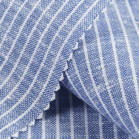Tissu en stock rayé tissé teint en fil, 55 % lin 45 % coton, respirant, pour chemises formelles, décontractées, uniformes, homme, femme, enfant - Meilleure vente