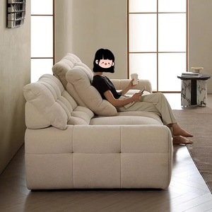Modern Boucle Fabric Sectional <b>Sofa</b> With Tufted Back And Padded Arms For Living Room - Product Image 5