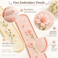 Marque-pages personnalisés en organza brodé, faits à la main, motif floral, élégant cadeau de papeterie pour lecteurs