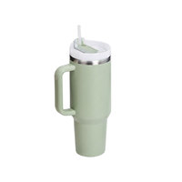 Gobelet isotherme en acier inoxydable de 40 oz avec poignée et couvercle à paille, tasse de voyage à double paroi isolée sous vide