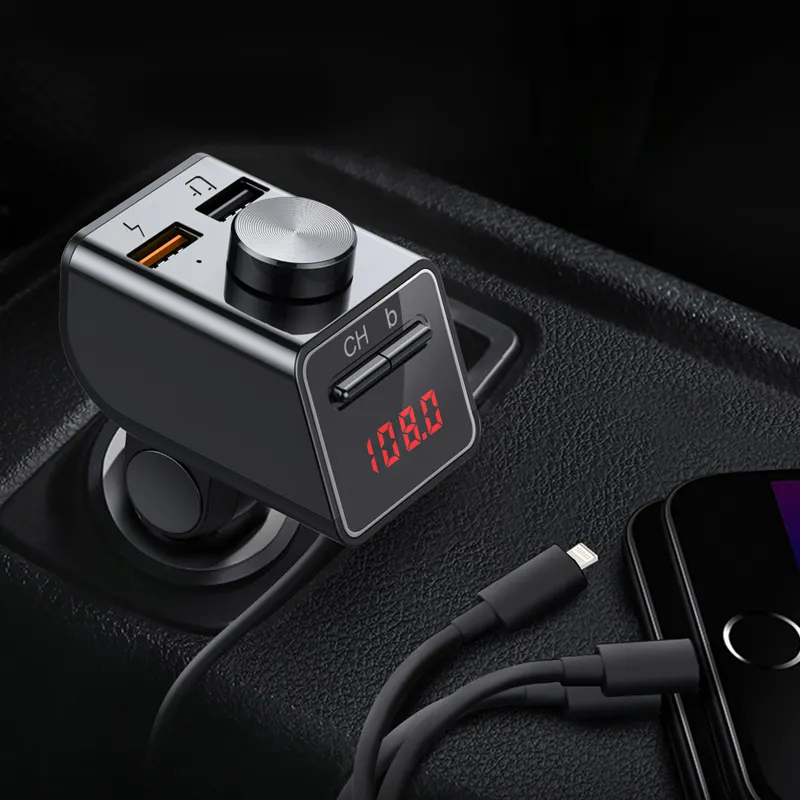 WHolesales PRice Fast Charging 3.1A Hands-free Calling MP3 Car Player Dual 2 USB Ports Car Charger With LED Digital Light