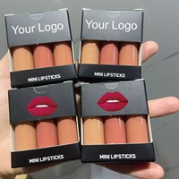 Créez votre propre logo, maquillage, kits de rouge à lèvres liquide mat 3 pièces, ensemble de gloss à lèvres avec logo personnalisé, marque privée
