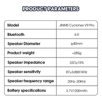 Casque de jeu sans fil JINMS V9 Pro avec son surround virtuel 7.1, haut-parleurs de 40 mm et batterie de 1500 mAh, 150 heures d'autonomie