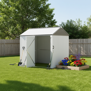 Capanno da Giardino in Metallo Bianco Extra Large 8 X 6, Struttura in Acciaio Verniciato a Polvere, per Deposito Attrezzi da Esterno - Product Image 2