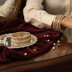 Jewelemarket <b>Gold</b> Plated Lct 2.4 <b>Set</b> Crystal Stone and Pearl Bracelets & <b>Bangles</b> - Product Image 3