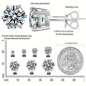 Pendientes de Botón de Plata de Ley 925 con Moissanita Clásica, Hipoalergénicos, Joyería Ideal para Regalo para Mujer - Product Image 3