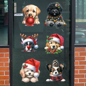 Pegatinas impermeables para decoración <span class=keywords><strong>de</strong></span> <span class=keywords><strong>ventanas</strong></span> <span class=keywords><strong>de</strong></span> perros bonitos, pegatinas para decoración exterior <span class=keywords><strong>de</strong></span> vacaciones personalizada para paredes, puertas, <span class=keywords><strong>ventanas</strong></span>, Navidad - Product Image 1