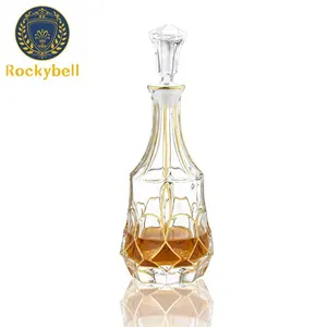 N11 Luxury Crystal Glass Bottle Rim Wine Glass Whiskey Bottle Decanters Gold Whisky Glass Set Crystal Glassware 800ML