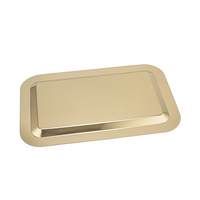 Plateau de service en acier inoxydable doré de forme rectangulaire