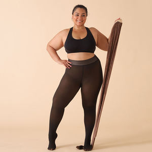 Pantimedias de Cintura Alta para Mujer, Talla Grande, Leggings de Invierno, Color Marrón Oscuro, con <span class=keywords><strong>Efecto</strong></span> <span class=keywords><strong>Piel</strong></span>, Translúcidas, Forradas de Felpa - Product Image 3