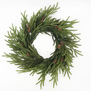 Corona de <span class=keywords><strong>Araucaria</strong></span> navideña de lujo de 61CM con piñas Centro de mesa de vacaciones hecho a mano para Navidad Pino artificial de <span class=keywords><strong>la</strong></span> isla de Norfolk - Product Image 2