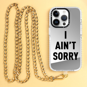 Custodia personalizzata in metallo dorato con cinturino per telefono per <span class=keywords><strong>iPhone</strong></span> 14 Pro 13 12 <span class=keywords><strong>11</strong></span> custodia in TPU Patch Chain Mirror custodia per cellulare di lusso - Product Image 1