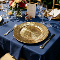 Assiettes de présentation économiques en PP or et argent avec motif rayonnant moderne et personnalisable pour la décoration de table de gala
