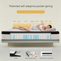 Matelas hybride à ressorts ensachés et mousse à mémoire de forme Coolux, personnalisable OEM/ODM, fermeté réglable, taille King/Queen, pour chambre à coucher