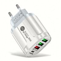 Chargeur mural USB 3 ports avec 1 port Type C pour téléphone, charge rapide USB 36W, prise UK US EU, 4 ports