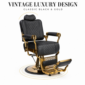 Fauteuil de Barbier Moderne Doré Hydraulique Inclinable Réglable en Hauteur Rotation à 360 Degrés Luxe Salon Coiffure Professionnel - Product Image 2