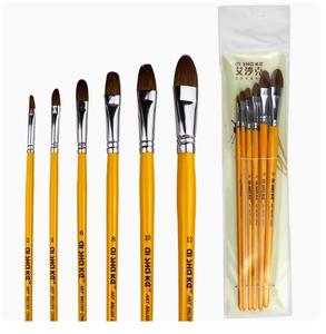 Cheveux de <span class=keywords><strong>loup</strong></span> à manche court tête ronde taille simple et double ensemble de 6 pièces de pinceaux aquarelle ensemble de peinture acrylique - Product Image 2