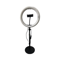 Lampe annulaire LED mini 10 pouces en plastique, luminosité et température de couleur réglables, alimentation USB, design pliable portable, support pour téléphone