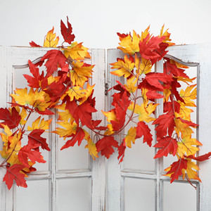 Guanyi Guirlandes artificielles en feuilles d'érable, 6 pièces, décoration de feuilles d'automne pour Thanksgiving, Halloween, décoration murale de la maison - Product Image 4
