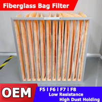 Filtre à air en fibre de verre à haut débit, filtre à poche pour système de ventilation industrielle, filtre pour unité de traitement de l'air, système de collecte de poussière