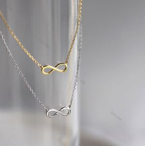 Collier Dylam Thin Minilistic plaqué or 18 carats, bijoux de tous les jours, amour infini, collier en argent sterling 925 véritable, infini en forme de 8 - Product Image 2