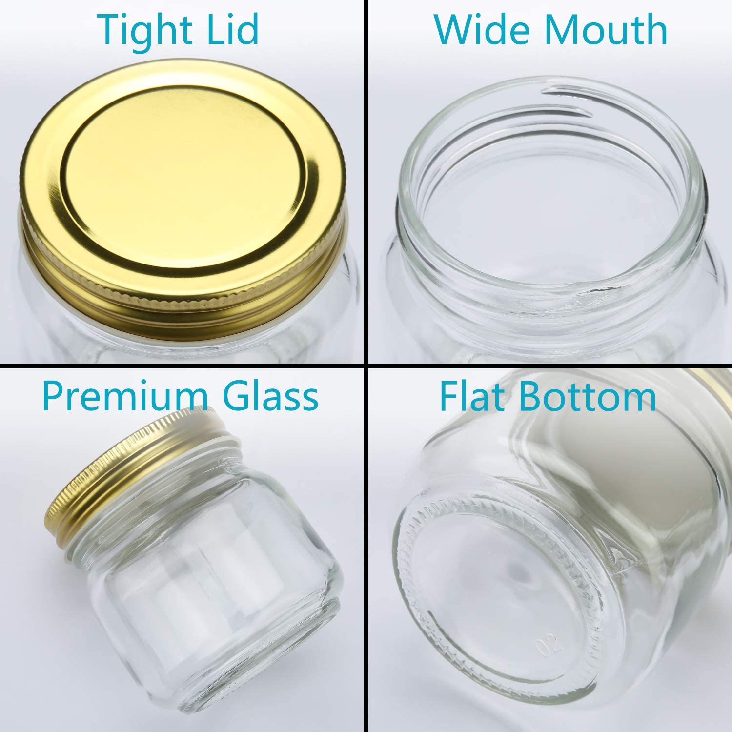 8 oz Glass Jars With Lids Regular Mouth Mason Jars For Storage Canning Jars