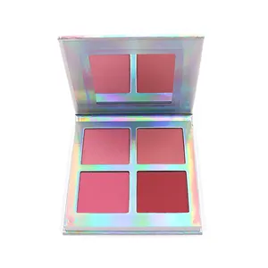 High quality fashion makeup blush face powder 4 colors waterproof blusher palette with mirror