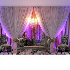 Muebles de Boda Plateados de Último Diseño, Sofá Plateado con Tallados Elaborados, Diferentes Estilos, Fabricante de Muebles para Bodas en EE. UU. - Product Image 1