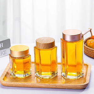 Lujo 50ml 100 140 180 280 360 Forma hexagonal Vidrio Comida Miel Mermelada Salsa Frascos con tapas de rosca - Product Image 6