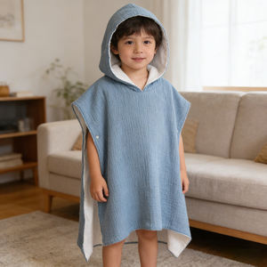 <span class=keywords><strong>Poncho</strong></span> <span class=keywords><strong>de</strong></span> serviette <span class=keywords><strong>de</strong></span> bain pour enfants en <span class=keywords><strong>gaze</strong></span> <span class=keywords><strong>de</strong></span> couleur unie design personnalisé Serviette <span class=keywords><strong>de</strong></span> plage pour bébé en crêpe éponge 100% <span class=keywords><strong>coton</strong></span> - Product Image 4
