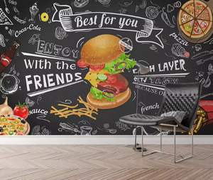 Papel Tapiz Autoadhesivo con Diseño de Comida Rápida Americana, Mural de Hamburguesas <span class=keywords><strong>y</strong></span> Pizza <span class=keywords><strong>para</strong></span> Restaurante - Product Image 4