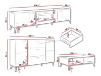 OEM Maßgefertigtes Modulares FSC-Zertifiziertes Modernes Minimalistisches Hochglanz Weiß/Kundenspezifische Farbe Holz-Wohnzimmermöbel-Set Elektrischer Fernseher