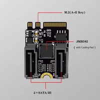 Adaptateur M.2 vers SATA3.0, clé A+E, carte d'extension, convertisseur pour SSD/HDD, stockage de données pour serveur PC, NVR, DVR