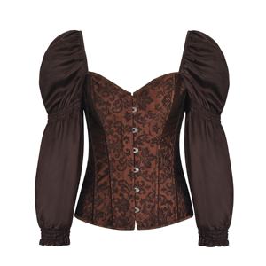 Corsetti e Bustini in Stile Vittoriano Retrò <span class=keywords><strong>con</strong></span> <span class=keywords><strong>Maniche</strong></span> Lunghe a Sbuffo, <span class=keywords><strong>Corsetto</strong></span> Gotico Taglie Forti per Donne, Abbigliamento Steampunk - Product Image 1