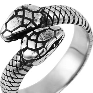 Double Headed <b>Snake</b> Stainless Steel <b>Ring</b> Gold Unisex Fashion Jewelry Gift - Product Image 2