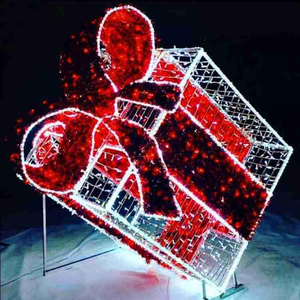 Holiday Series Led Christmas Lighting 3d <b>Large</b> <b>Gift</b> <b>Box</b> Decoration With Bauble For Shopping Mall & Street - Product Image 1