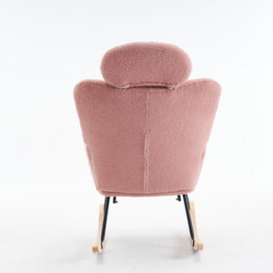 Sedia a dondolo reclinabile contemporanea in velluto rosa per soggiorno o appartamento per il tempo libero modello di sedia - Product Image 3