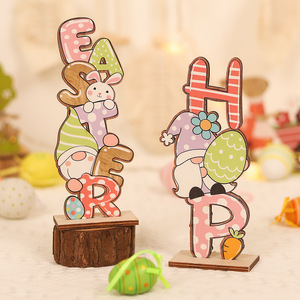 Wooden Easter Decoration Rabbit Shape Desktop Ornament For Home Table Crafts Customized Color Boxwood Material - Product Image 2