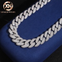 Chaîne cubaine en moissanite de 20 mm, tailles mixtes, pavée de pierres, style hip-hop streetwear, collier bijoux pour hommes et femmes